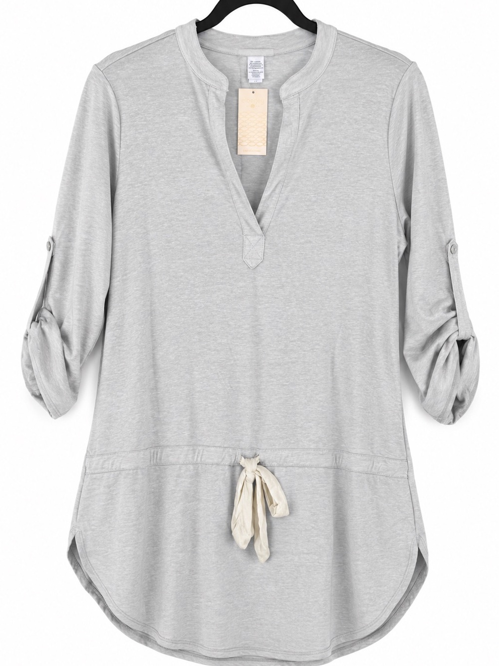 Eberjey NWT Soft Knit Tunic Top Tie Waist Roll Tab Sleeves Small